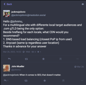 La position du CDN n'a pas d'incidence sur le SEO international de Google.