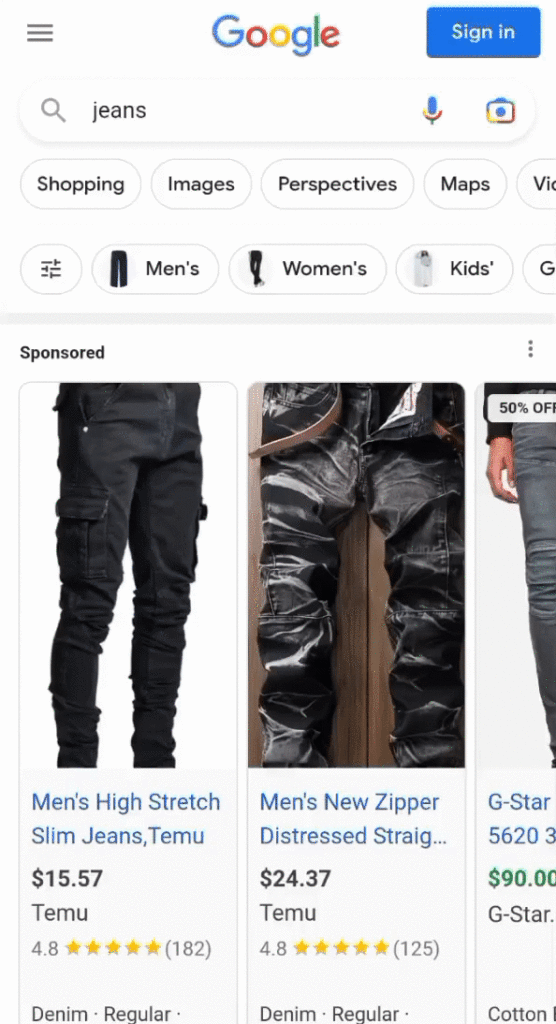 Google expérimente un nouveau filtre basé sur les perspectives